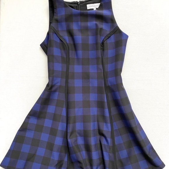 Finders Keepers Alter Ego Dress Gingham Plaid Blue/Black - Picture 2 of 4